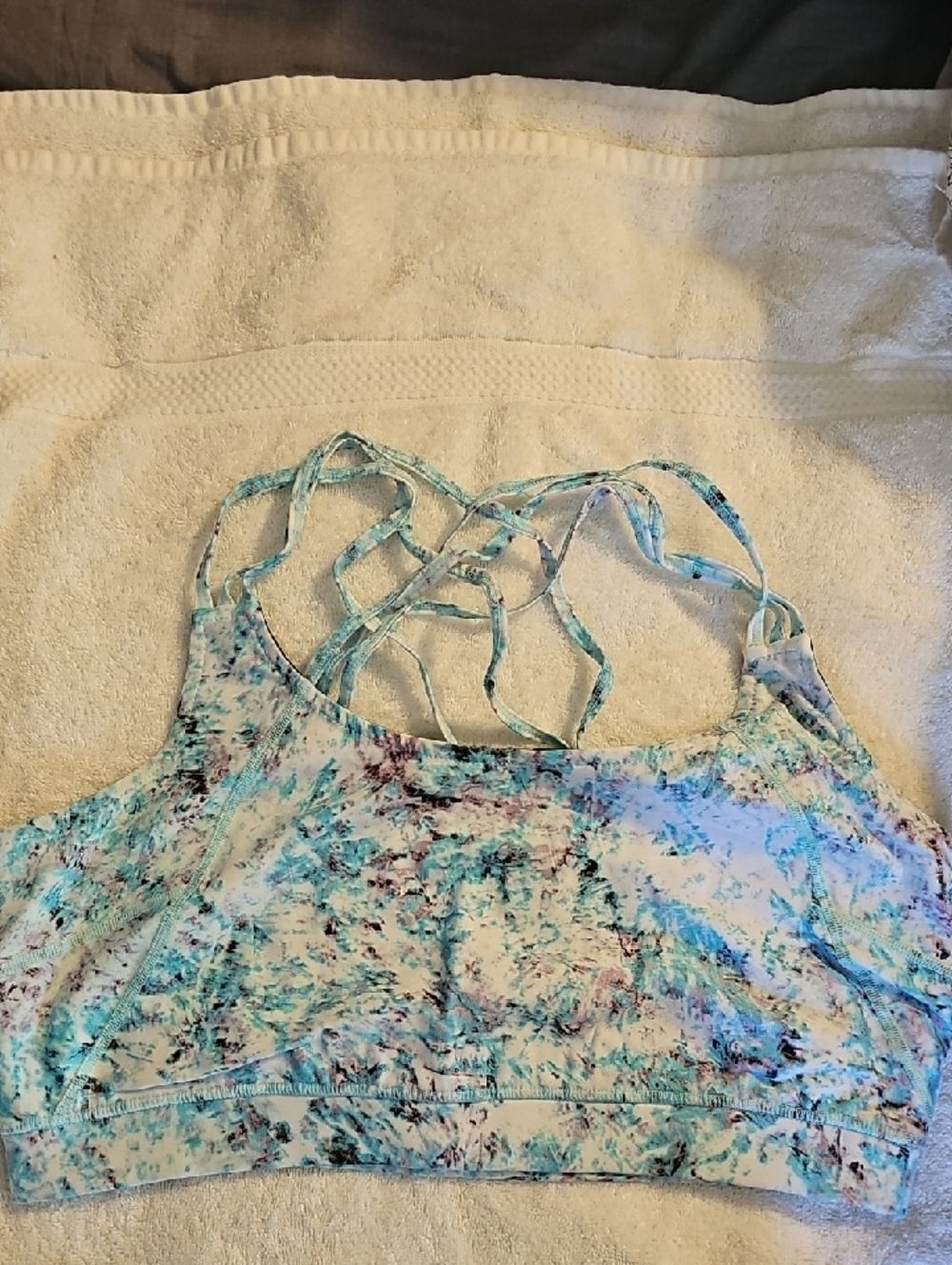 Calvin Klein Performance Aqua Marble-Print Strappy Sports Bra